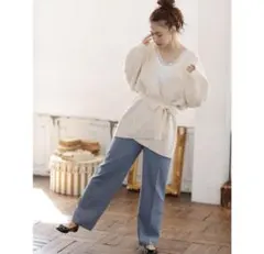 ライトブルースラックス ゴムウエスト