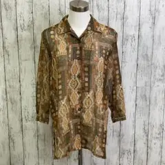 レトロビンテージ 総柄 シアーシャツ　85-135