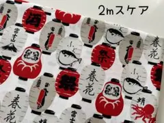 2m　和柄　ちょうちん　ダルマ　郷土物語　セブンベリー　スケア　生地　白　400
