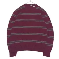 イタリア製 ハドソンズ ラムウール ボーダーニット セーター バーガンディ