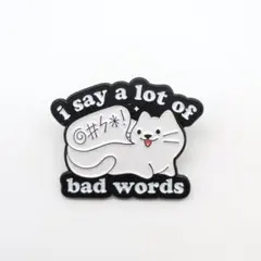 ピンバッジ 4506 猫 白猫 吹き出し 悪口