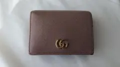GUCCI GGマーモント ダブルG カードケース　二つ折り財布 ベージュ