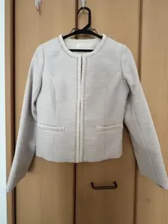 ANY SIS S リップルボーダーストレッチ ノーカラージャケット