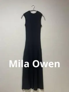 ミラオーウェン Mila Owen ノースリーブリブワンピース 黒 【美品】