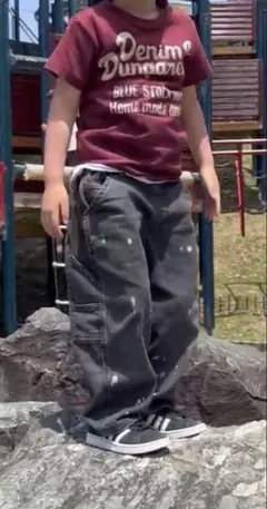 エクストララージ　デニムパンツ　ペンキ　ブラック　100 男の子