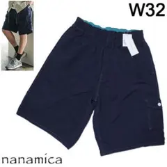 新品 W32 ナナミカ デッキショーツ ハーフパンツ 軽量 はっ水加工ネイビー紺のサムネイル