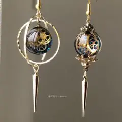 歯車林檎の懐中時計 魔法陣偏光クリスタル スチームパンク 宇宙レジン 