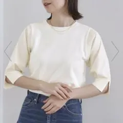 【新品】 OPAQUE CLIP ホワイト 長袖五分袖 ブラウス 36/S