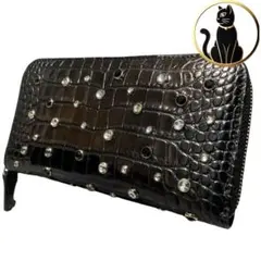 ✨️希少 未使用級✨️ クロコダイル 長財布 スタッズ ライトストーン