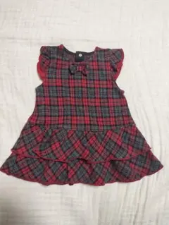 【bebe reductipn】赤と黒のチェック柄 フリルワンピース