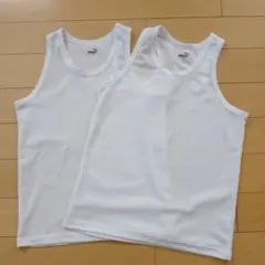 PUMA ホワイト アンダーシャツ 2枚 160　タンクトップ　肌着　男子　②