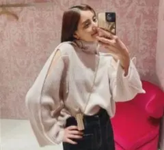 ウールオーバーアームスリットプルオーバー