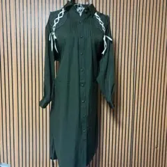 AxesFemme オリーブグリーン シャツワンピース