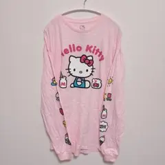 サンリオ ハローキティ 長袖Tシャツ XL 桃 綿100 大人可愛い プリントのサムネイル