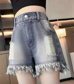 デニム　ショートパンツ　フリンジ