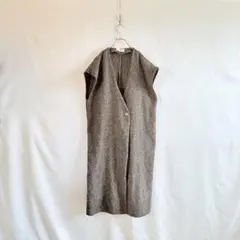 r・p・s ヘリンボーン柄 ロングベスト ジレ ノースリーブ ニット M