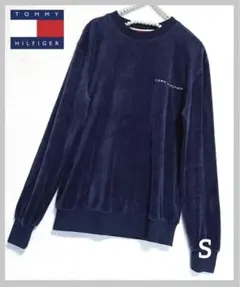 TOMMY HILFIGER ベロアトップス　トレーナー　ネイビー　S