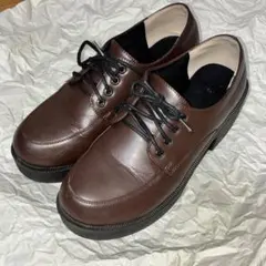 ブラウン 厚底 レースアップシューズ 革靴