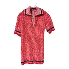 赤とネイビーのストライプニット 古着 一点物