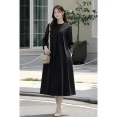 DRESS PLUS 品さ際立つ前後2wayフォーマルワンピース ブラック XL