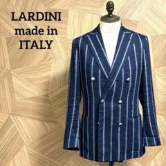 【美品】LARDINI リネンコットンワイドストライプ ダブル6Bジャケット