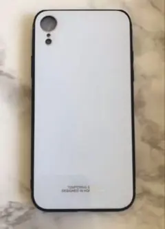 iPhoneXR ホワイト　白色　シンプル☆耐衝撃背面9Hガラスケース