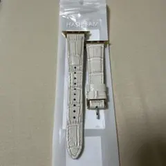 HASHIBAMI アップルウォッチバンド レザークロコ型押し 白