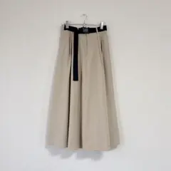 【美品】INTER FACTORY◆ベルト付きフレアスカート◆ベージュ◆F