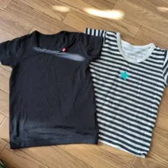 半袖Tシャツ 2枚セット ブラック ボーダー保育園着