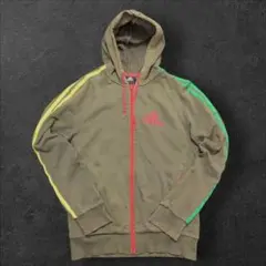 adidas オリーブグリーン フルジップ フーディ パーカー ラスタ レゲエ