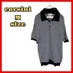 【corsini】ポロシャツ Mサイズ相当 メンズ ボーダー ネイビー 半袖