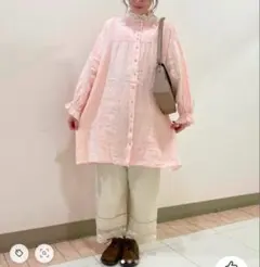 サマンサモスモス　リネン100% チュニック　ピンク
