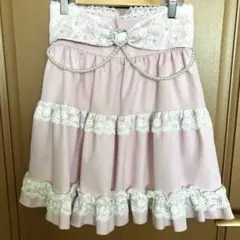 dearmylove 夢展望　リボンパールチェーンレースフリルスカート　ピンクのサムネイル