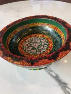 世界の民芸 ビルマ 籃胎漆器 竹編 高杯 供物台 祭器 ミャンマー
