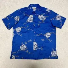 Tori Richard アロハシャツ M 青 花柄のサムネイル