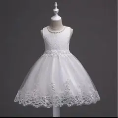 女の子　発表会　結婚式　パーティー　ドレス　125 130サイズ　白　プリンセスのサムネイル