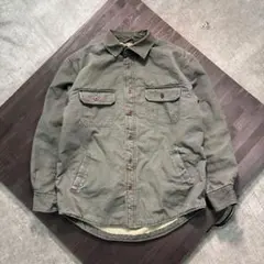 7AS10 ミリタリージャケット　裏ボア　カーキ　コットン　ボタン　古着