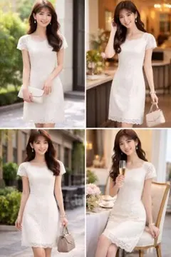 【美品】COFTE SWORKS 総レースワンピース 白 38 上品 清楚