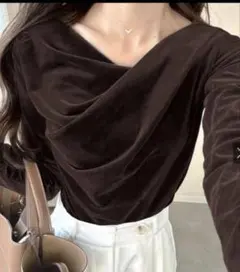 GRL ベロアドレープトップス dk1551 ブラウン