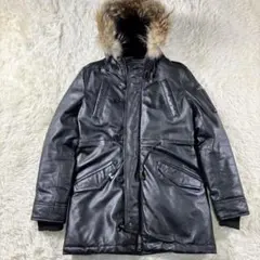 リューグーレザーズ 本革 レザー ダウンジャケット 羊革 ラクーンファー N3B