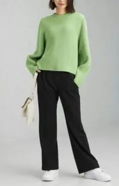 green label relaxing フレアスリットパンツ ブラック