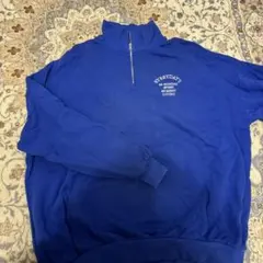 青 ハーフジップ トレーナー 古着