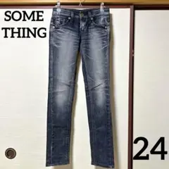 ☆美品☆ SOMETHING ローライズスキニーデニム ブラック 24 Y2K