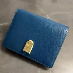 【美品】FURLA 二つ折り財布 ブルー