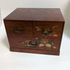 木製花模様小物入れ 3段