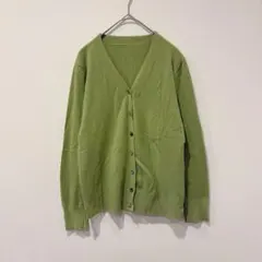 カーディガン ニット Vネック 羽織り 緑 グリーン ゆったり M相当 長袖