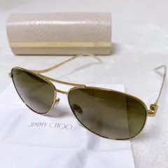 美品　JIMMY CHOO　サングラス　ゴールド　ティアドロップ型　ケース付きのサムネイル
