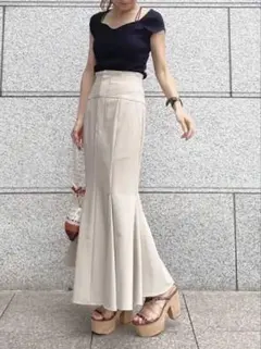MERCURYDUO ストレッチツイルマーメイドスカート ベージュ