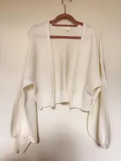 ホワイト クロップド丈 カーディガン rienda
