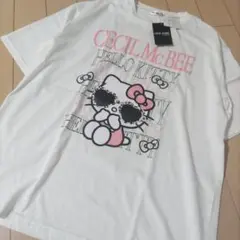 未使用セシルマクビー ハローキティちゃん Tシャツ Lホワイトヒョウ柄サンリオ